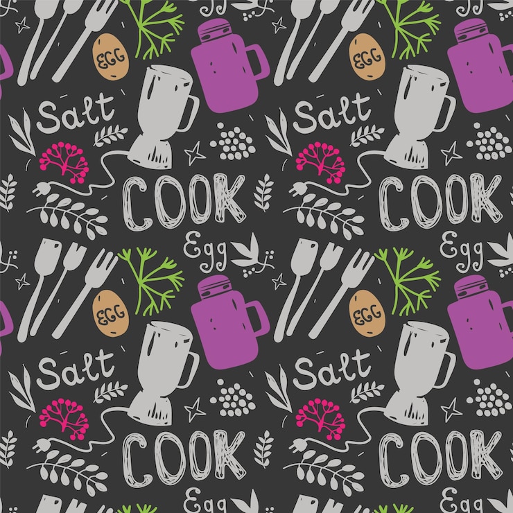 Vector farmers market seamless pattern with line icons fruits vegetables honey egg