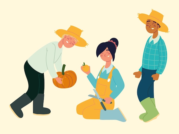 Farmers with pumpkin