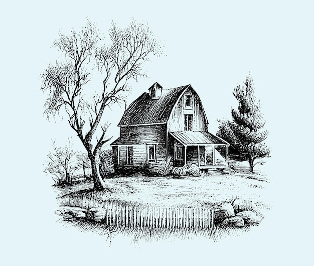 Pencil Drawing Commission  Cabin Art