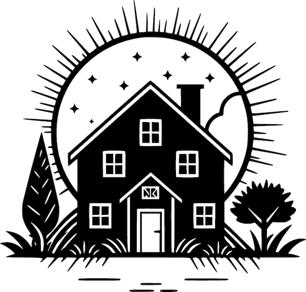 Farmhouse Minimalist and Simple Silhouette Vector illustration