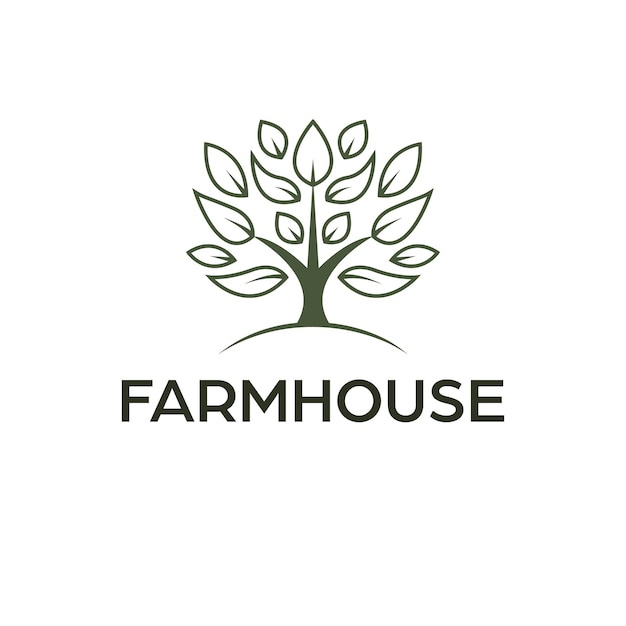 農家のベクトルのロゴの設計 自然のベクトルのロゴタイプ ツリー フラット ロゴのテンプレート