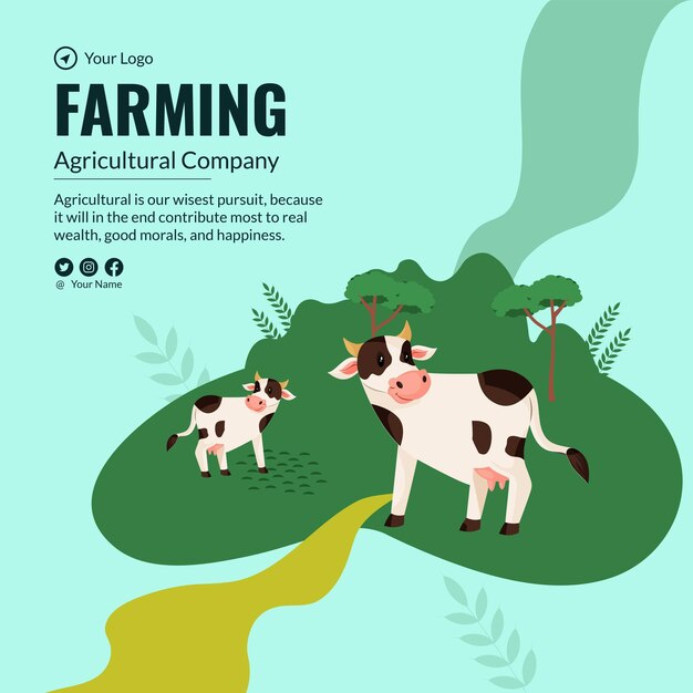 Vector farming agricultural company banner design template