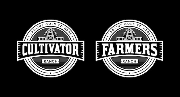 Vector farming barn logo design wood house , rounded shape emblem