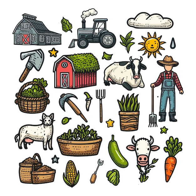 Vector farming color icon set
