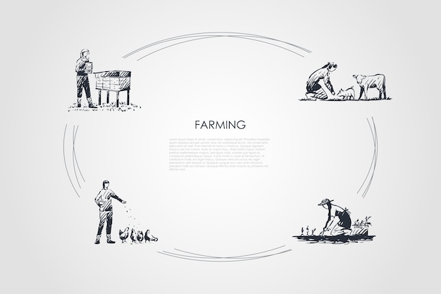 Farming hand drawn cicle