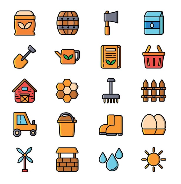 Vector farming icon set