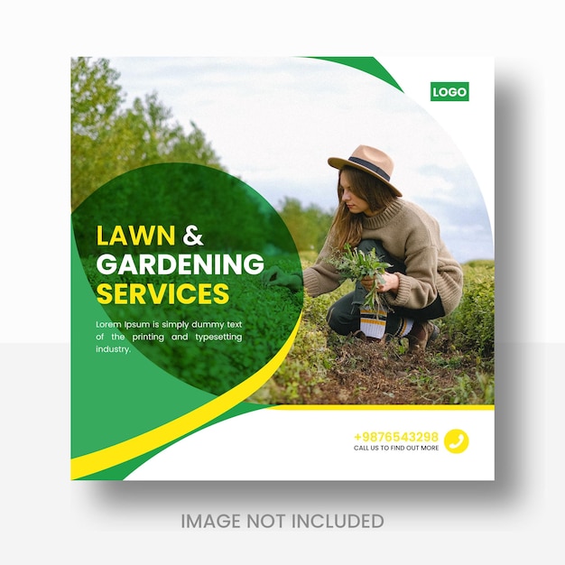 Farming and lawn garden social media post design template