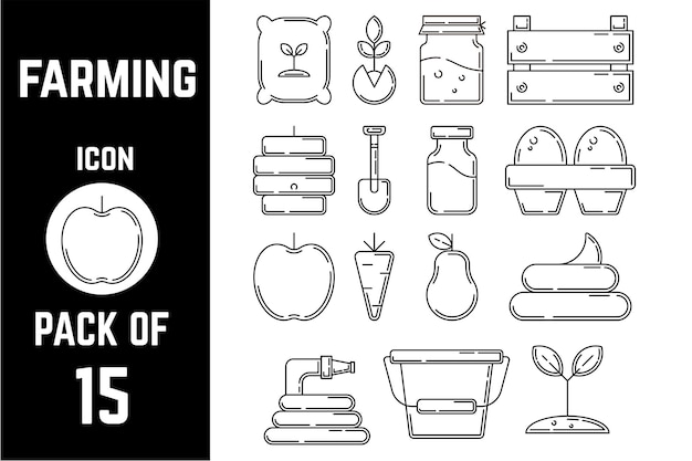 Farming products icon pack bundle lineart vector template