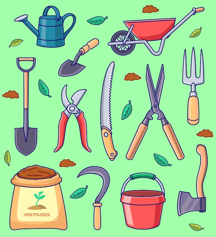 Vector farming tools equipments for national gardening week