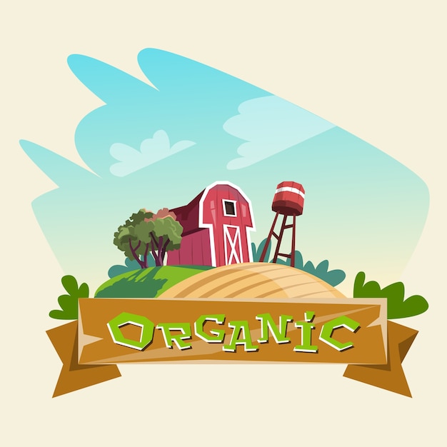 Farmland, Organic Farming Logo Concept