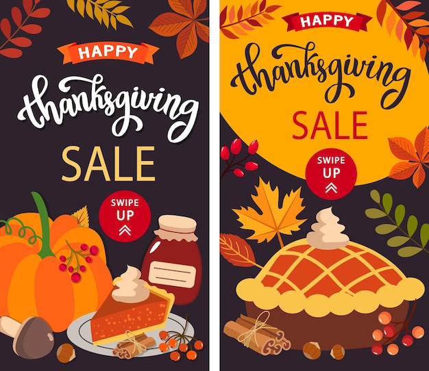 Vector farmset rabswipe card for thanksgiving sale autumn background vector image