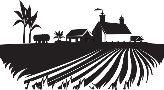 Vettore farmstead essence black vector emblem homestead tranquility farmhouse icon
