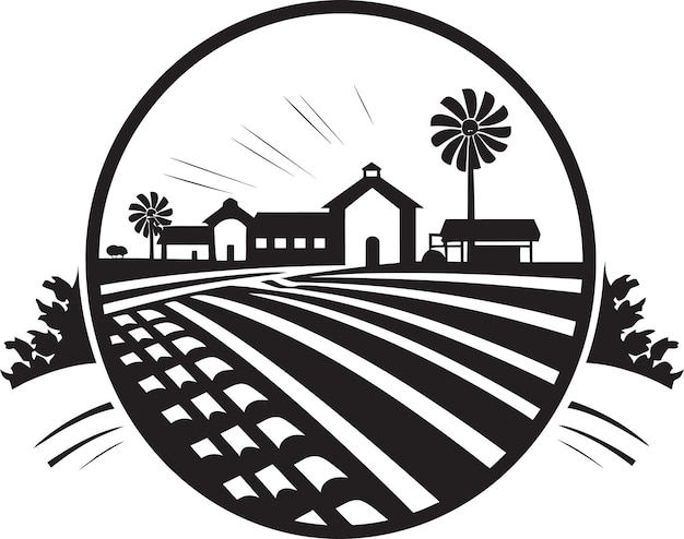 Vector farmstead haven agricultural vector icon homestead tranquility black emblem design