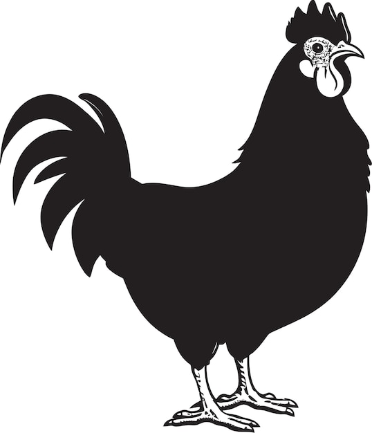 Vector farmyard finesse monochrome chicken icon in sleek design plucky patterns black vector logo showcasi