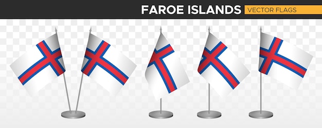 Faroe Islands desk flags mockup 3d vector illustration table flag of faroe islands