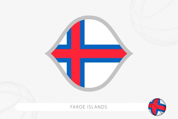 Faroe Islands flag for basketball competition on gray basketball background.