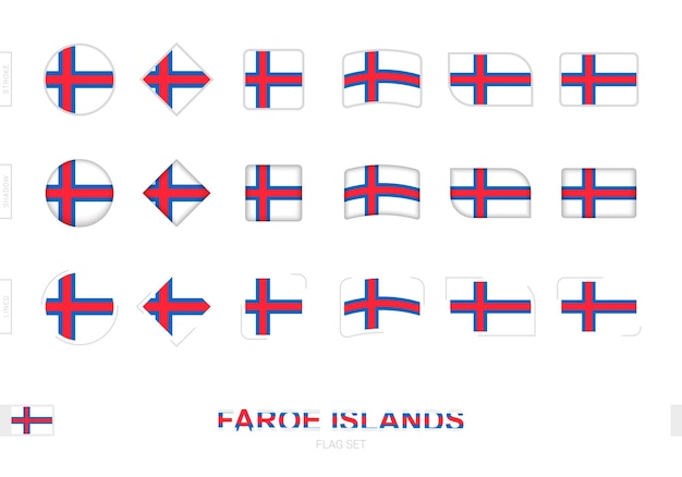 Set di bandiere delle isole faroe, semplici bandiere delle isole faroe con tre diversi effetti.