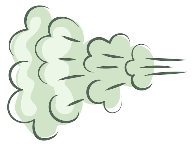 Пукающая икона Зеленый воздушный яд комический эффект изолирован на белом фоне