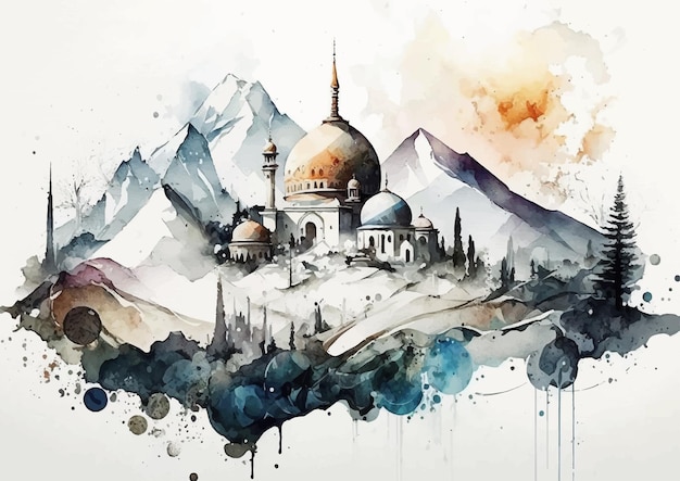 The Fascination of Islamic Art in Watercolor Mosques