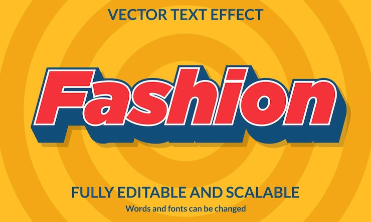 Vector fashion 3d editable text effect typography vector template