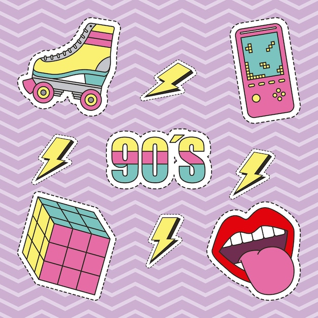 Vector fashion 90s patches