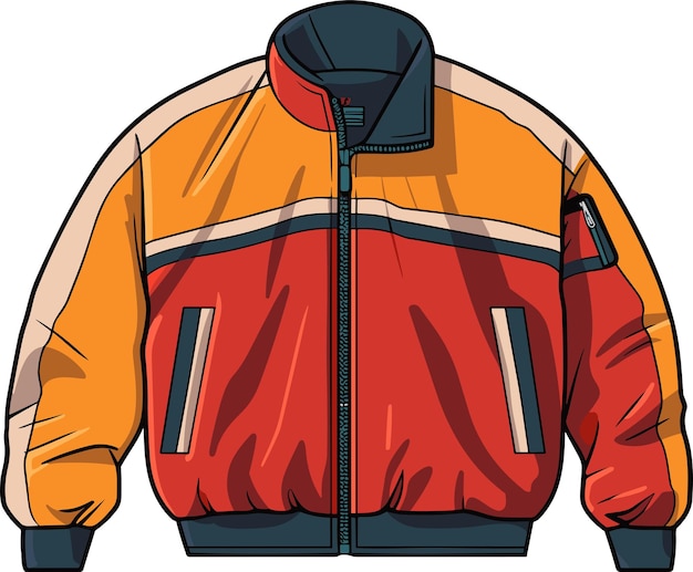 Vector fashion 90s retro sportswear jacket 90's flat style clothing vector illustration