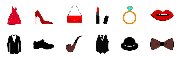 Fashion accessories icon set clothes and accessories for man and woman