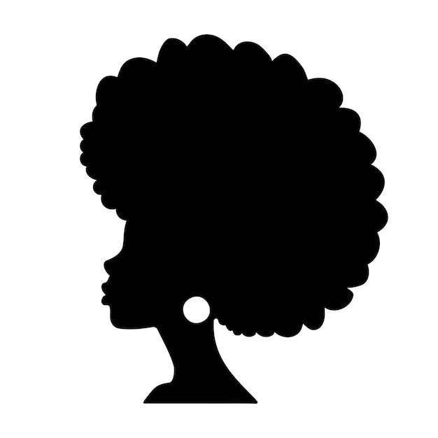 Fashion african american woman head profile silhouette vector illustration