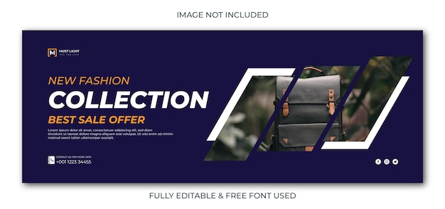 Vector fashion bag sale social media facebook cover design template