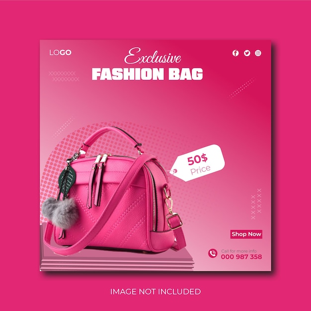 Fashion bag social media post and web banner post design vector template