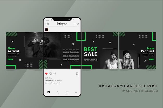 Instagramのシームレスなカルーセルテンプレートのファッションバナー