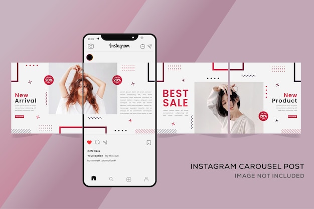 Vector fashion banner for instagram carousel templates premium