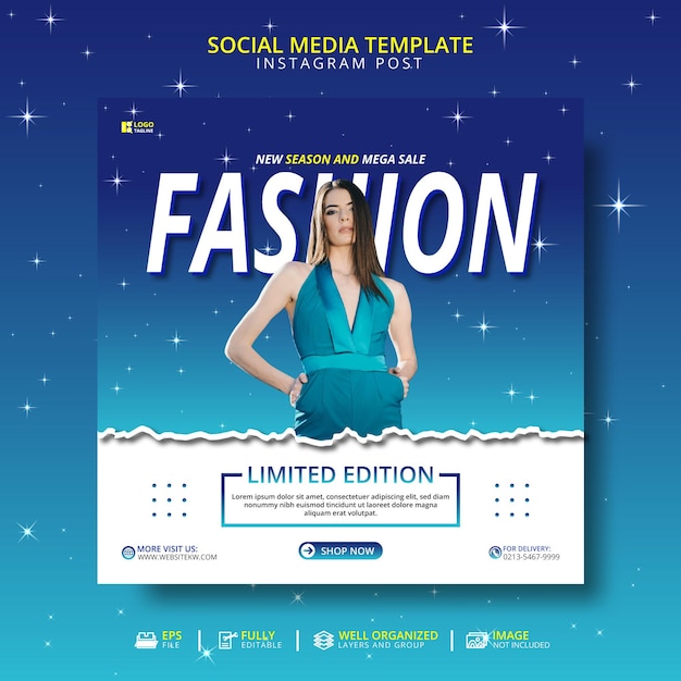 Fashion banner social media post template promotion