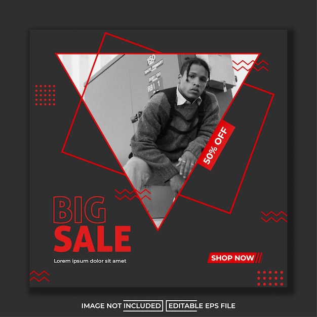 Vector fashion big sale offers promotion social media instagram feed post template