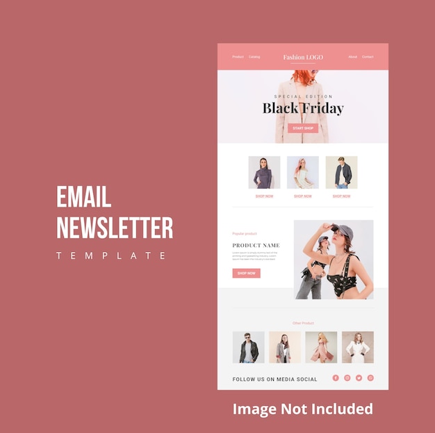 Newsletter e-mail del black friday di moda per il marketing