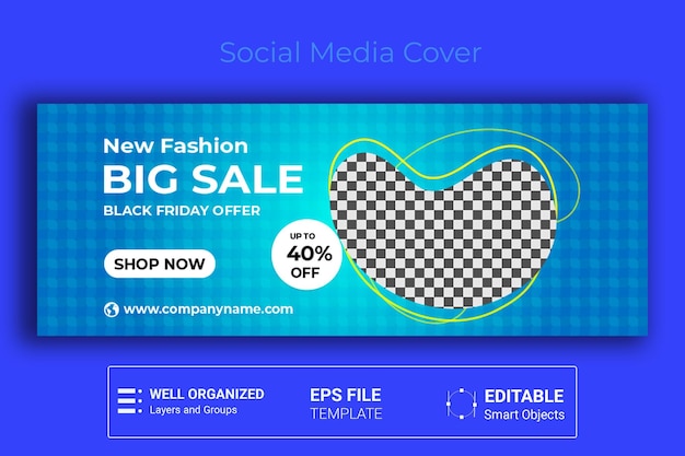 벡터 패션 블랙 프라이데이는 큰 판매 표지 배너 소셜 미디어 표지 템플릿을 제공합니다.