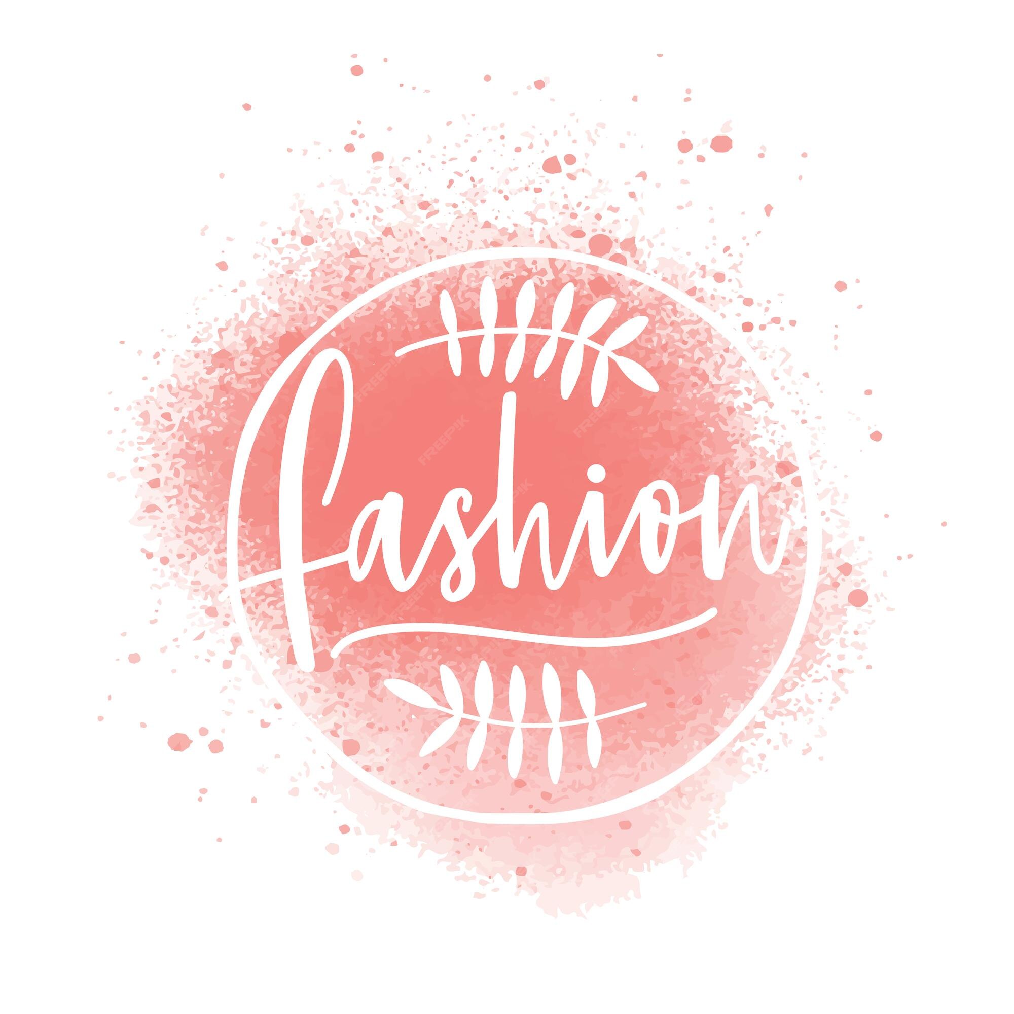 Premium Vector | Fashion boutique logo with pink splashes vector  illustration. clothes store watercolor logotype with elegant calligraphy  isolated on white background. clothing store emblem with plant branches.