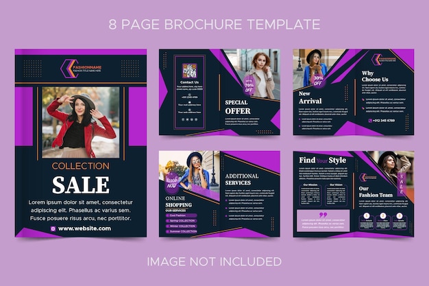 Fashion brand 8 page brochure graphic template