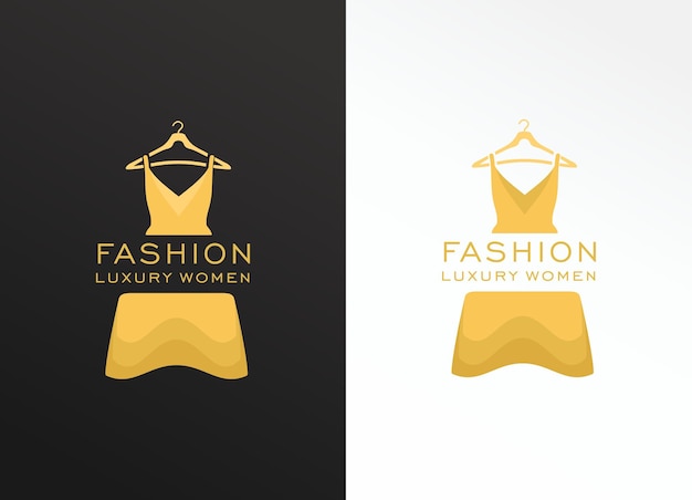 ベクトル 高級女性のドレスとカスタムデザインのロゴのファッションブランドのロゴ