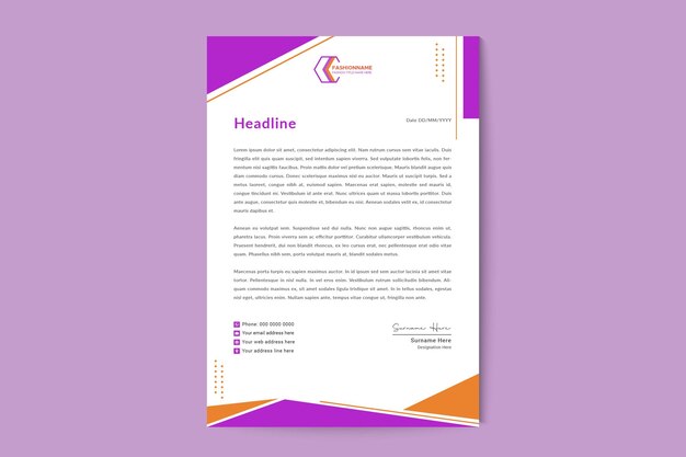 Fashion brand office pad letterhead graphic template