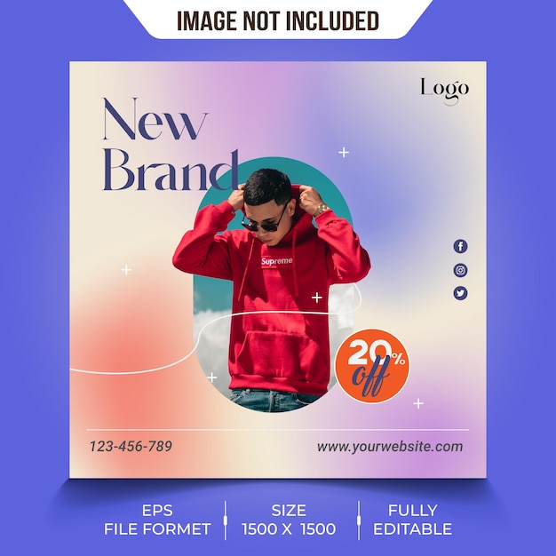 Vector fashion brand social media instagram post or web banner template