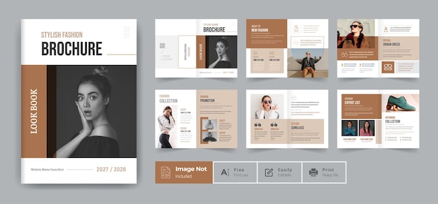 Fashion brochure design template or company profile brochure template annual report theme