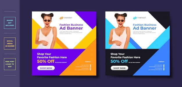 Vector fashion business social media post banner template