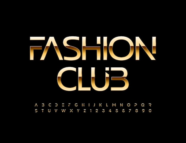 Fashion club glossy gold lettertype luxe elegante alfabetletters en cijfers set