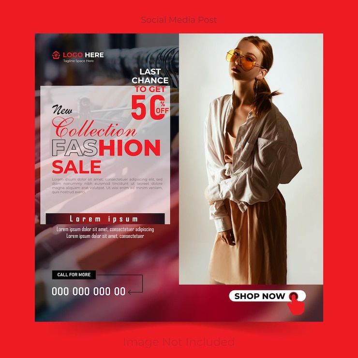 Vector fashion collection in social media post template