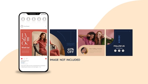 Vector fashion company social media carousel instagram and facebook post template