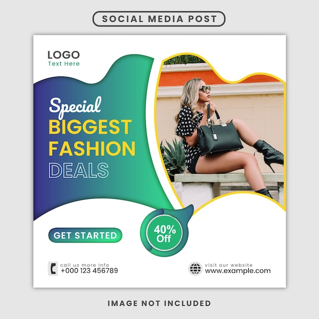 Fashion Deals sale social media post or Instagram banner square flyer template Premium EPS