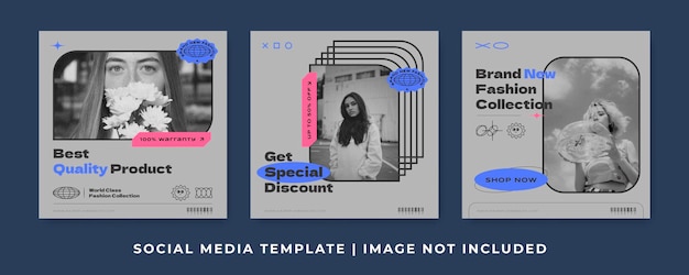 Vector fashion design instagram posts template