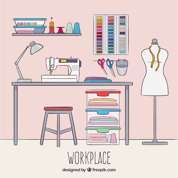 Fashion designer workspace background