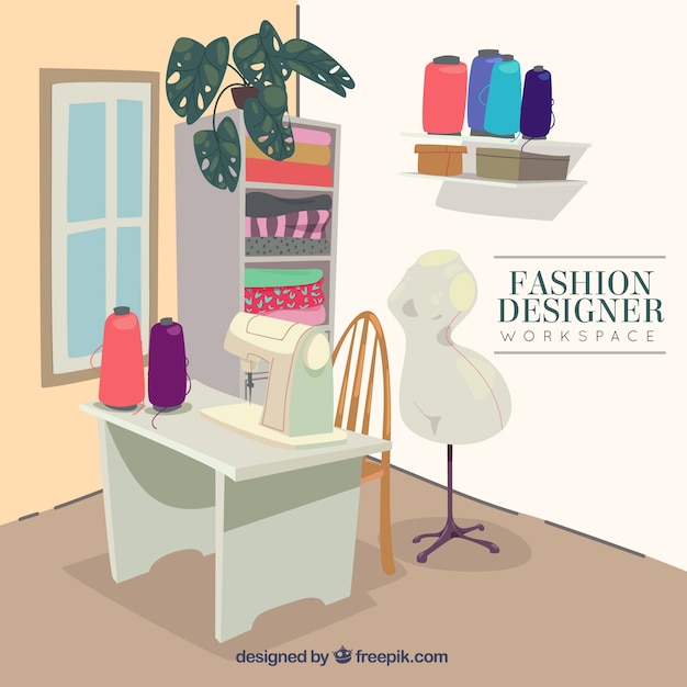 Vector fashion designer workspace